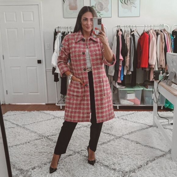 Anne Klein pink tweed coat - Picture 4 of 4